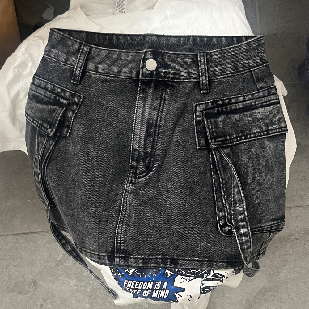 Black Denim Women's Cargo Shorts